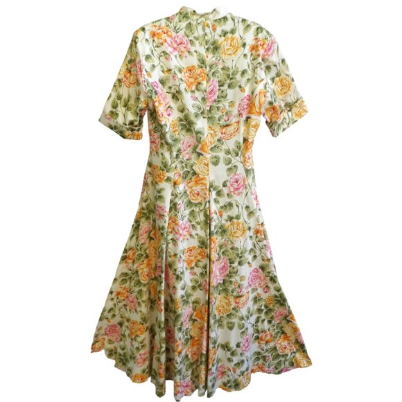 Vintage The J. Peterman Company Floral Maxi Dress Button Front Half Sleeves 14 - Picture 3 of 8